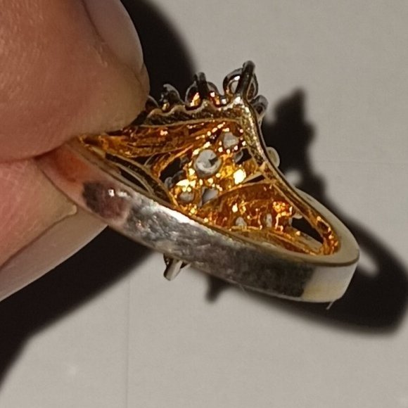 Vintage Gold Plated and CZ Cocktail Ring Size 7 - Picture 7 of 16